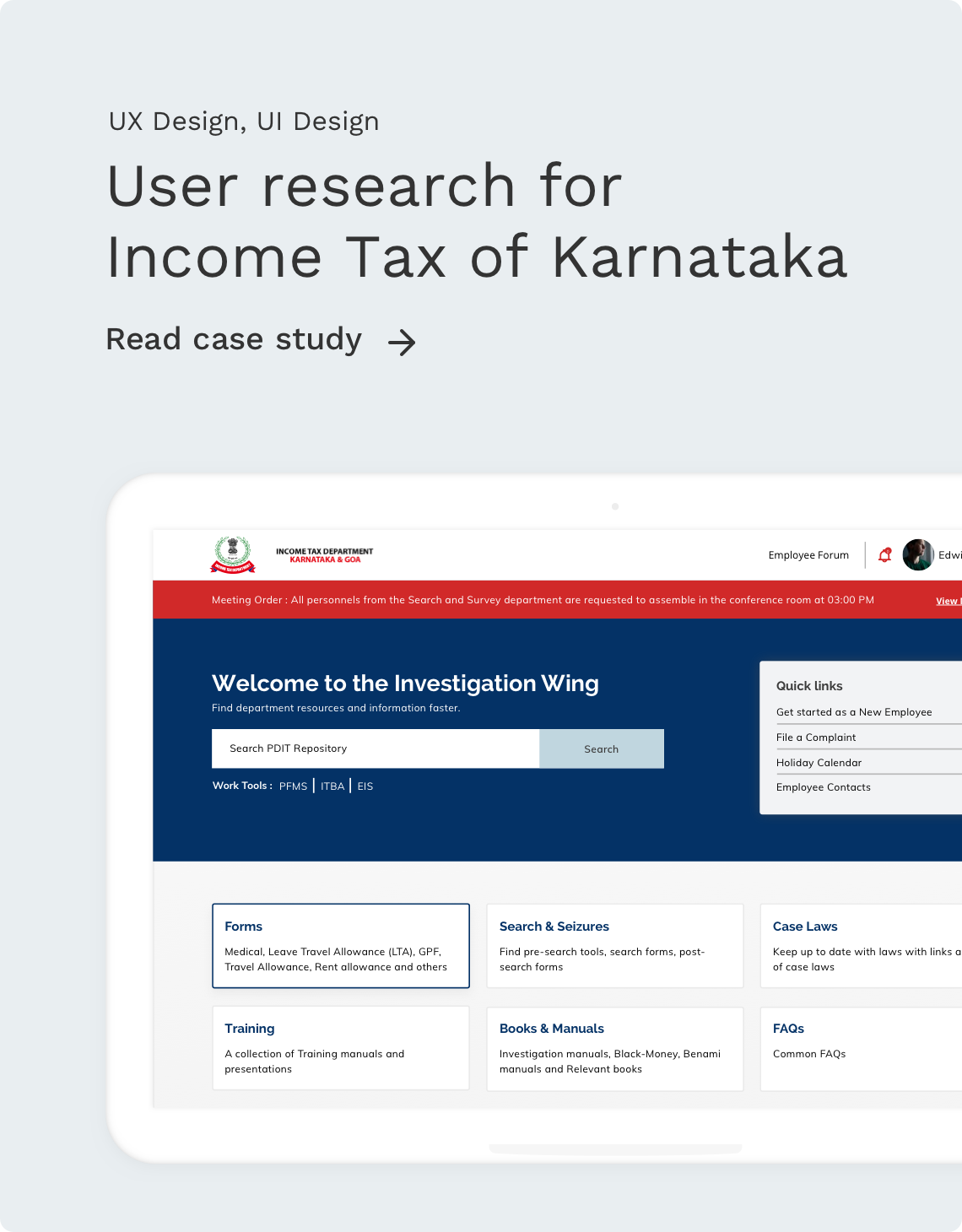 User Research for Income Tax Department