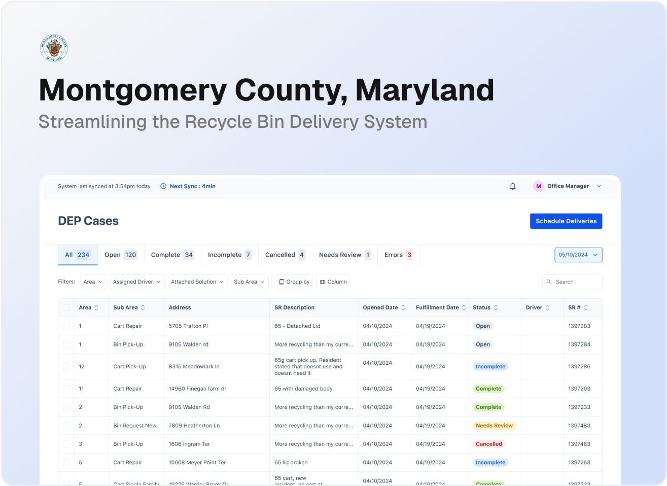 Streamlining the Recycle Bin Delivery System for Montgomery County